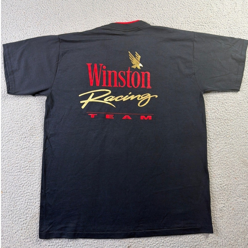 Winston Racing Team Men XL Black Pocket T-Shirt Vintage NASCAR Single Stitch NOS